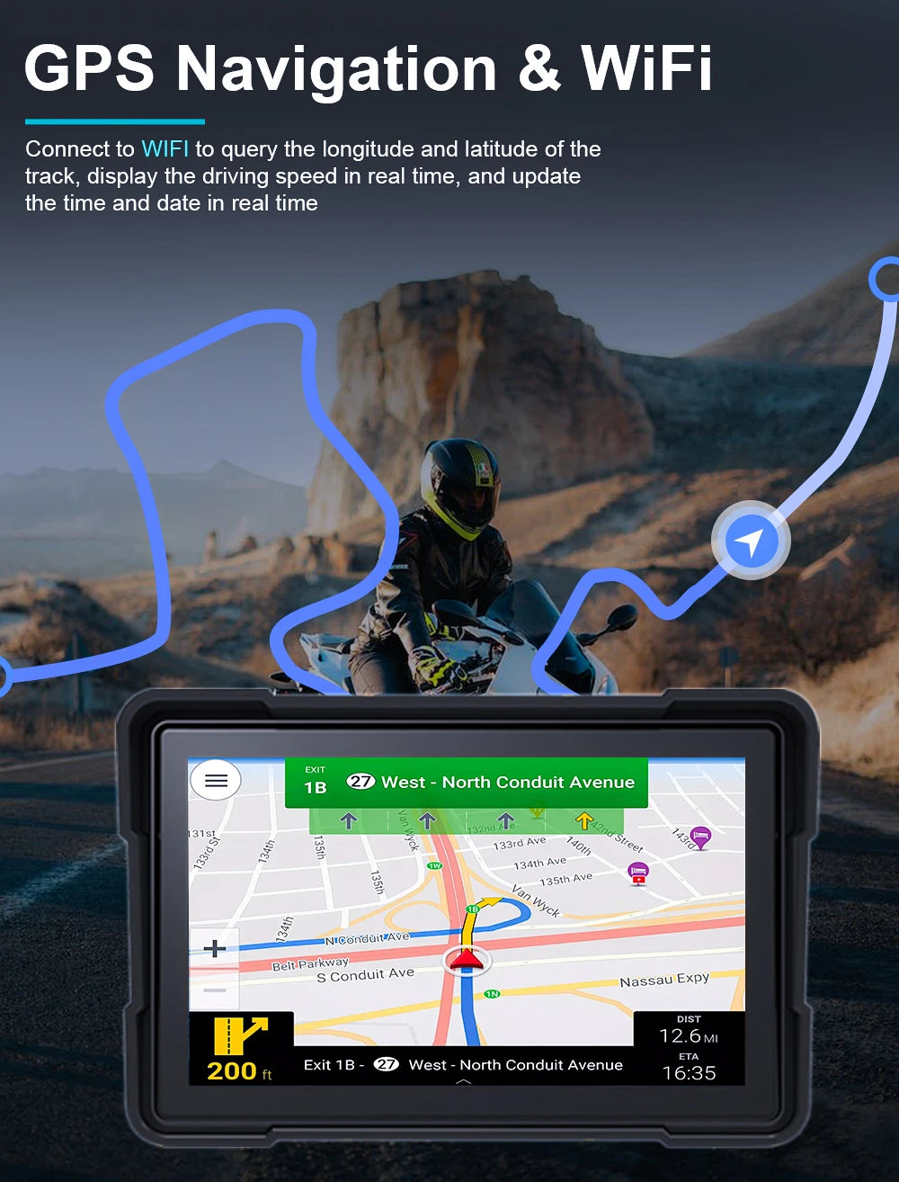 Monitor Multifuncional 5'' com Carplay e Android Auto: GPS e Conectividade WiFi à Prova d'Água para sua Moto!