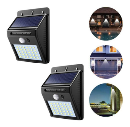 #09 Luminária Solar Arandela 30 Leds Parede Com Sensor Presença