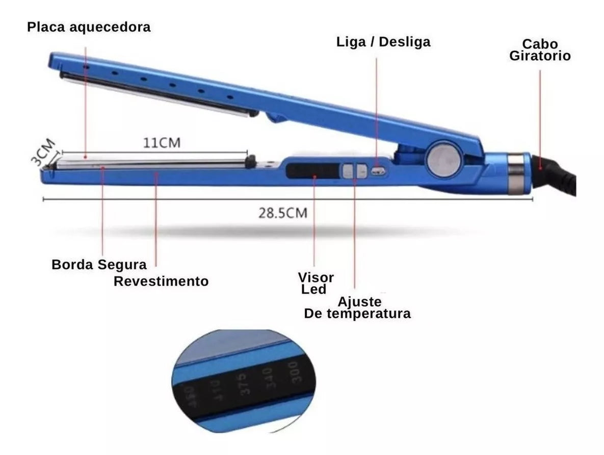 #15 Chapinha Profissional 230°C Bivolt - Prancha Titânio