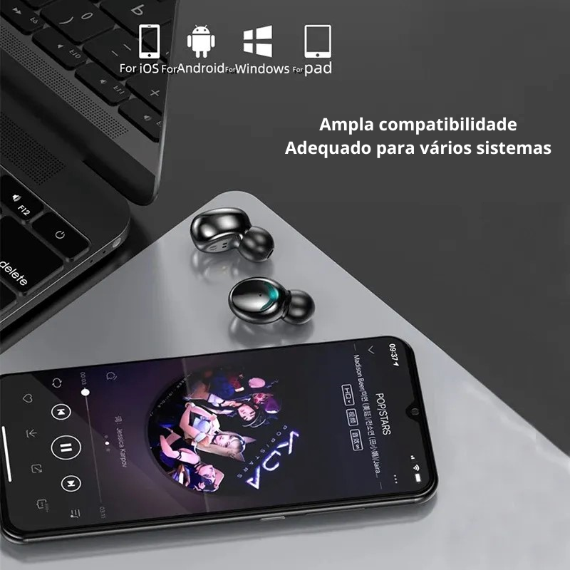 #04 Fone de Ouvido com microfone - TWS Power Bank
