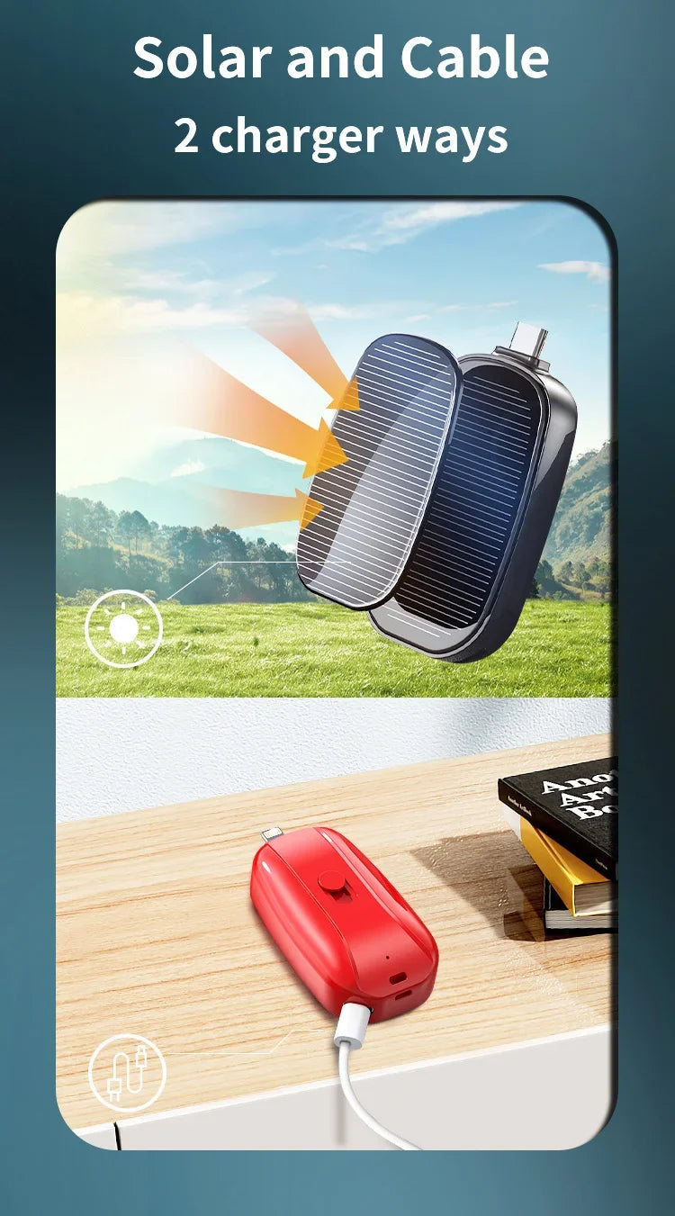 Mini Solar Power Bank for Iphone and Android 1200 Mah