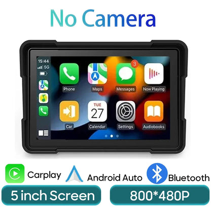 #34 Monitor Multifuncional 5'' com Carplay e Android Auto: GPS e Conectividade WiFi à Prova d'Água para sua Moto!