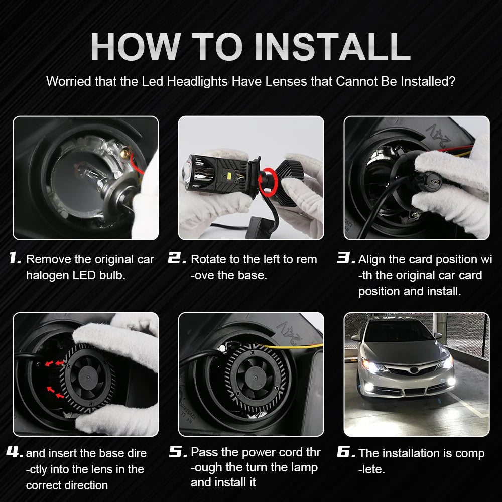 #40 Super Lâmpadas H4 led projetor para faróis automotivos